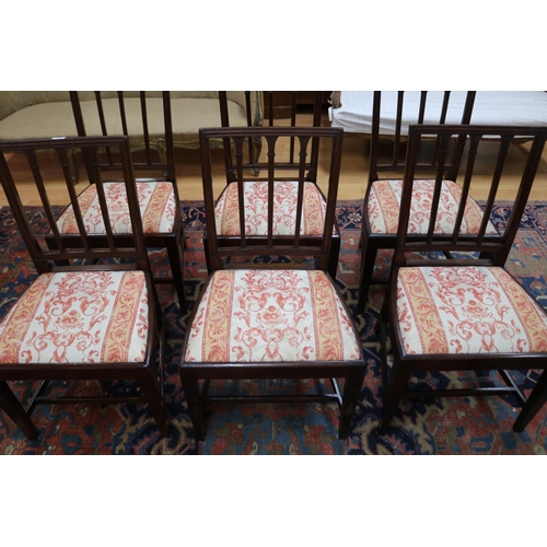 137 - Set of eight antique George III mahogany dining chairs, in the manner of Thomas Sheraton, each with ... 