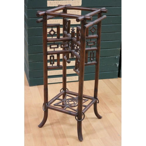 171 - Antique bamboo jardiniere stand, approx 72cm H x 36cm W x 28cm D