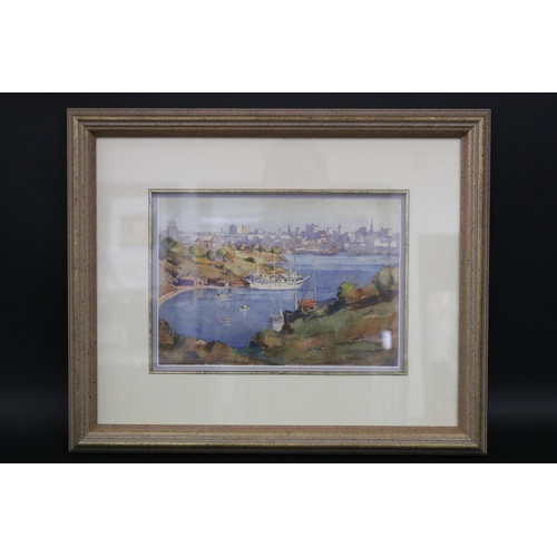 228 - Claredon Davis Parker, Berry's Bay, watercolour, signed lower right, Note Sydney Harbour Bridge Cons... 