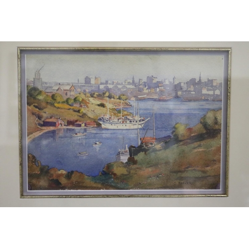 228 - Claredon Davis Parker, Berry's Bay, watercolour, signed lower right, Note Sydney Harbour Bridge Cons... 