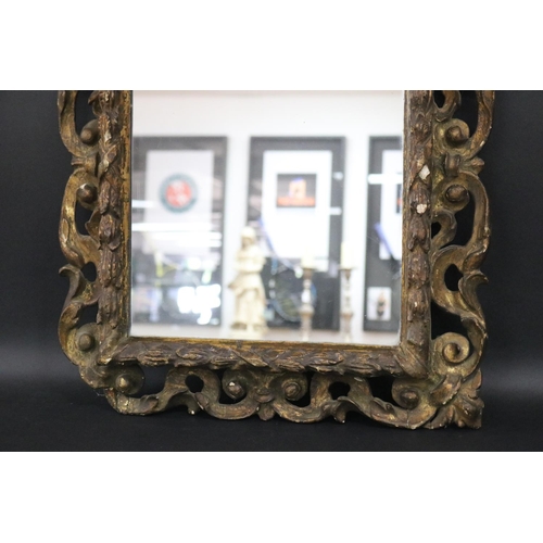 106 - Antique Charles II carved & giltwood looking glass mirror, the mottled plate in a frame composed of ... 