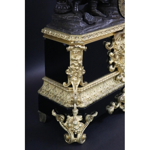 114 - Rare French Empire ormolu and marble clock attributed to Cheznay circa 1820's, religious themed,  He... 