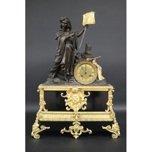 114 - Rare French Empire ormolu and marble clock attributed to Cheznay circa 1820's, religious themed,  He... 