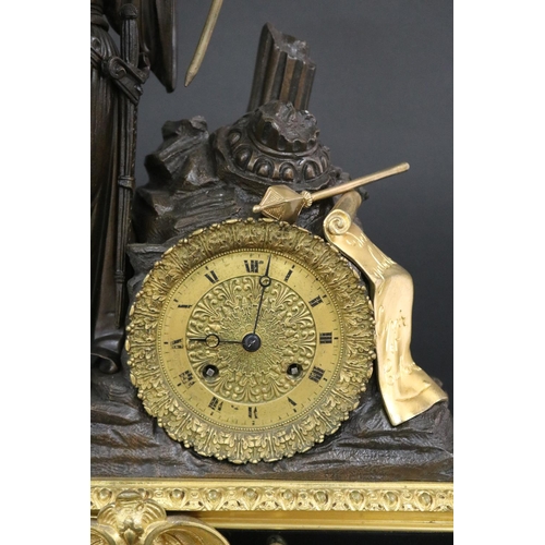 114 - Rare French Empire ormolu and marble clock attributed to Cheznay circa 1820's, religious themed,  He... 