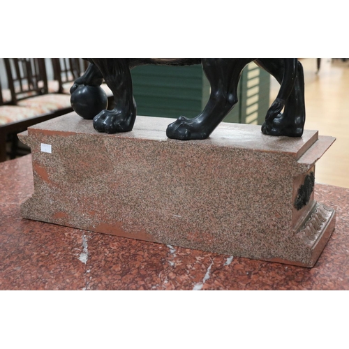 118 - Italian faux marble and faux bronze model of the Medici Lion. The king of beasts with his paw on an ... 