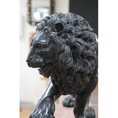 118 - Italian faux marble and faux bronze model of the Medici Lion. The king of beasts with his paw on an ... 