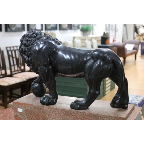 118 - Italian faux marble and faux bronze model of the Medici Lion. The king of beasts with his paw on an ... 