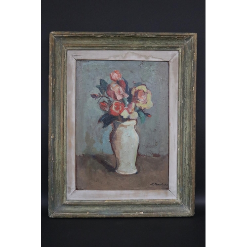 215 - Mario Ciucci (1903-1968) Still life of vase & flowers, oil on panel, signed and dated lower right, a... 