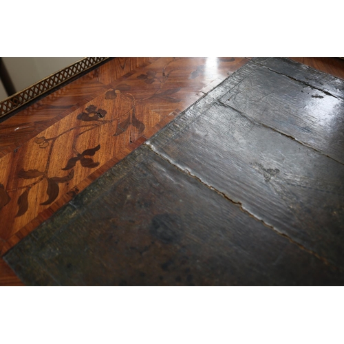 105 - Antique French Louis XV Kingwood, Tulipwood & marquetry writing / tric-trac table, the reversible le... 