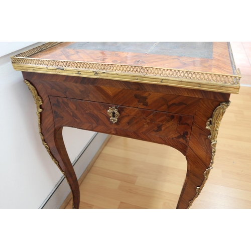 105 - Antique French Louis XV Kingwood, Tulipwood & marquetry writing / tric-trac table, the reversible le... 