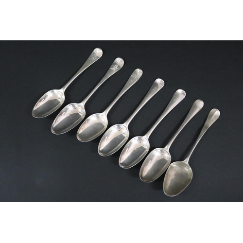116 - Assortment of seven antique Georgian table spoons, various dates and makers, approx 410 grams