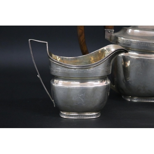 120 - Antique hallmarked sterling silver George III three piece tea set, London,  1806-07, by John Eames, ... 