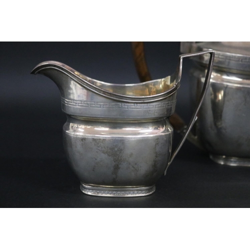 120 - Antique hallmarked sterling silver George III three piece tea set, London,  1806-07, by John Eames, ... 