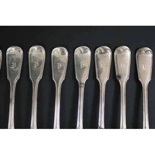 122 - Set of twelve antique Victorian sterling silver dinner forks, London 1845-55 George Adams, approx 10... 