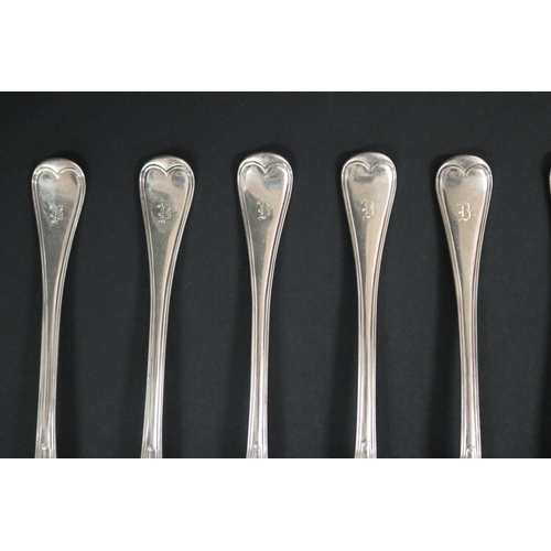 124 - Set of ten antique Victorian hallmarked sterling silver spoons, London 1855-56 George Adams approx 9... 