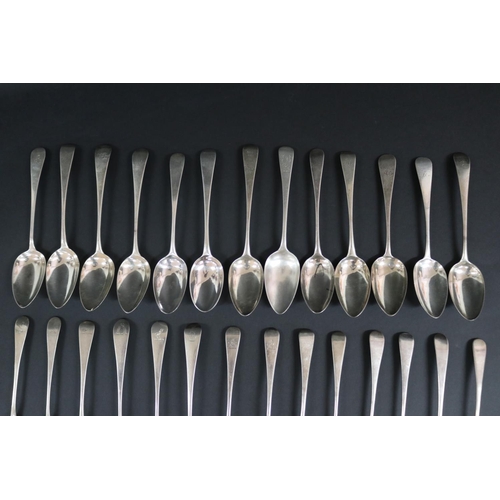 126 - Large assortment of antique Georgian and Victorian sterling silver spoons, London various dates and ... 