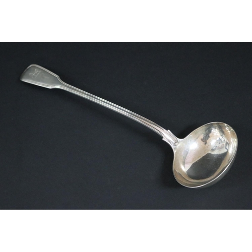 130 - Early Victorian hallmarked sterling silver soup ladle, London, 1838-39, maker Mary Chawner, approx 3... 