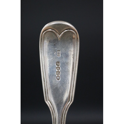 130 - Early Victorian hallmarked sterling silver soup ladle, London, 1838-39, maker Mary Chawner, approx 3... 