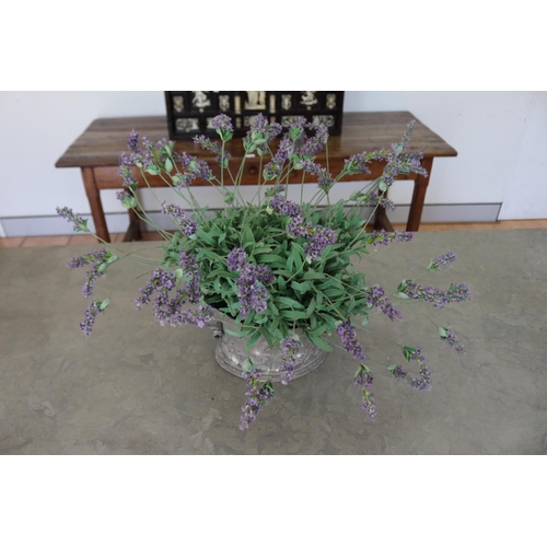 172 - Decorative faux lavender in twin handled jardiniere, approx 19cm H x 38cm W (jardiniere only)
