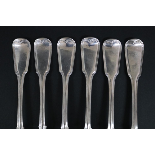 131 - Set of six George IV hallmarked sterling silver forks, London 1826-27, Robert Rutland, approx 480 gr... 