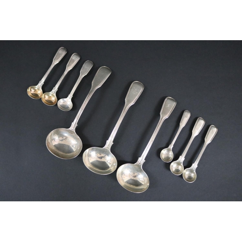 133 - Antique Georgian, William IV and Victorian hallmarked sterling silver ladles & condiments spoons mos... 
