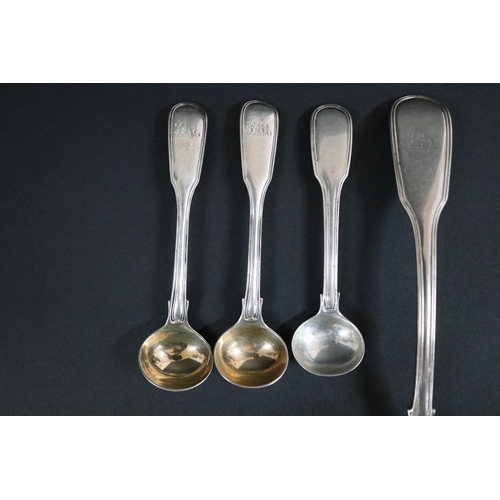 133 - Antique Georgian, William IV and Victorian hallmarked sterling silver ladles & condiments spoons mos... 