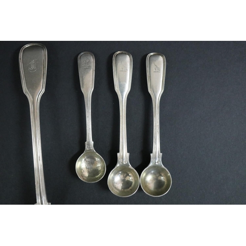 133 - Antique Georgian, William IV and Victorian hallmarked sterling silver ladles & condiments spoons mos... 