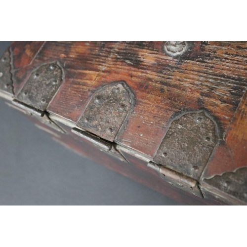 178 - Antique Japanese Edo period travelling box, metal bound, fitted with two long drawers & hinged cover... 