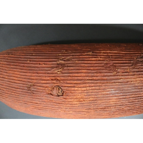 61 - Big Paddy Long Jabangardi (Australian Aboriginal deceased) Coolamon, bean tree wood, 1970s, Walpiri,... 