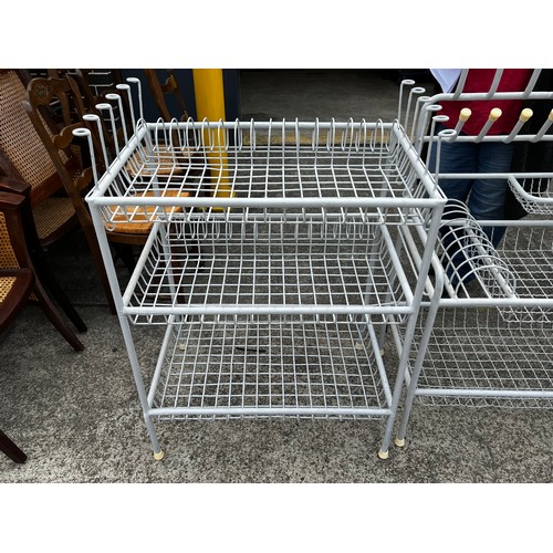 261 - Vintage industrial style kitchen plate drying rack. approx 77 cm H, 45 cm W, 23 cm D. Recently resto... 