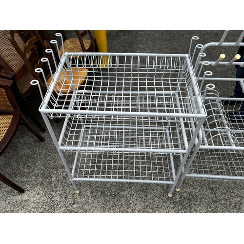 261 - Vintage industrial style kitchen plate drying rack. approx 77 cm H, 45 cm W, 23 cm D. Recently resto... 