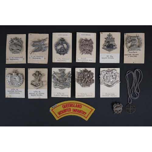 180 - Selection of Mostly Australian interest Military cap badges, to include 4/19 th Prince of Wales Ligh... 