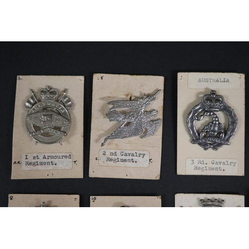 180 - Selection of Mostly Australian interest Military cap badges, to include 4/19 th Prince of Wales Ligh... 