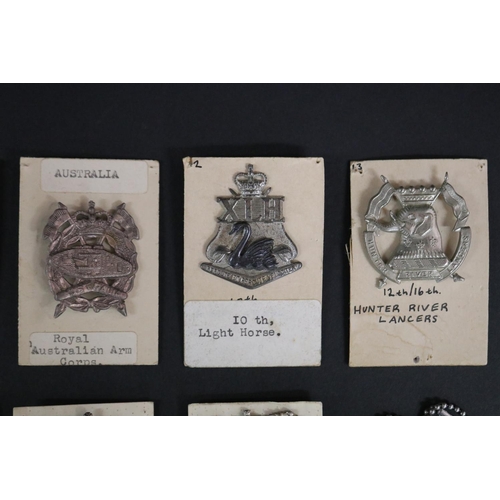 180 - Selection of Mostly Australian interest Military cap badges, to include 4/19 th Prince of Wales Ligh... 