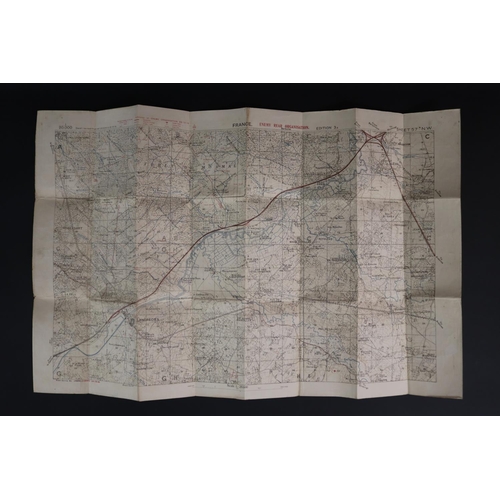 181 - Two WWI trench maps, France- Field Survey Co re 3731 28-5-1918 scale 1/20,000, also Trench map, Enem... 