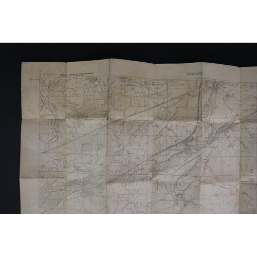 181 - Two WWI trench maps, France- Field Survey Co re 3731 28-5-1918 scale 1/20,000, also Trench map, Enem... 