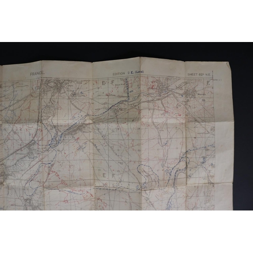 181 - Two WWI trench maps, France- Field Survey Co re 3731 28-5-1918 scale 1/20,000, also Trench map, Enem... 