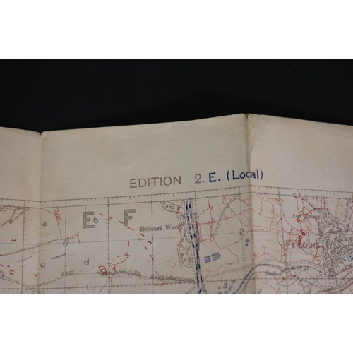 181 - Two WWI trench maps, France- Field Survey Co re 3731 28-5-1918 scale 1/20,000, also Trench map, Enem... 