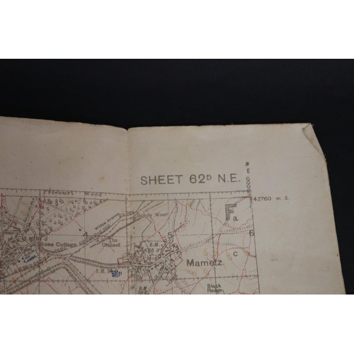 181 - Two WWI trench maps, France- Field Survey Co re 3731 28-5-1918 scale 1/20,000, also Trench map, Enem... 