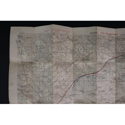 181 - Two WWI trench maps, France- Field Survey Co re 3731 28-5-1918 scale 1/20,000, also Trench map, Enem... 