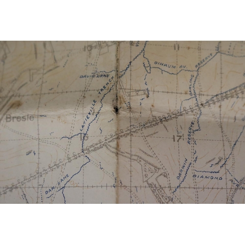 181 - Two WWI trench maps, France- Field Survey Co re 3731 28-5-1918 scale 1/20,000, also Trench map, Enem... 