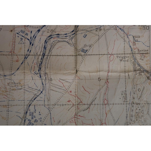 181 - Two WWI trench maps, France- Field Survey Co re 3731 28-5-1918 scale 1/20,000, also Trench map, Enem... 