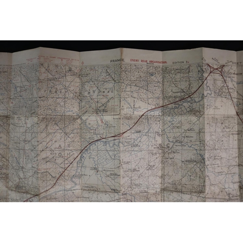 181 - Two WWI trench maps, France- Field Survey Co re 3731 28-5-1918 scale 1/20,000, also Trench map, Enem... 