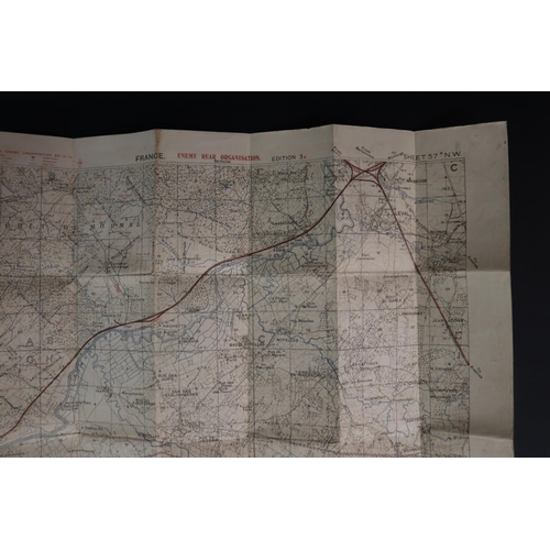 181 - Two WWI trench maps, France- Field Survey Co re 3731 28-5-1918 scale 1/20,000, also Trench map, Enem... 