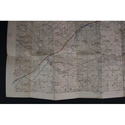 181 - Two WWI trench maps, France- Field Survey Co re 3731 28-5-1918 scale 1/20,000, also Trench map, Enem... 