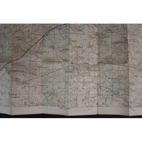 181 - Two WWI trench maps, France- Field Survey Co re 3731 28-5-1918 scale 1/20,000, also Trench map, Enem... 