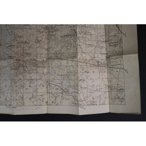 181 - Two WWI trench maps, France- Field Survey Co re 3731 28-5-1918 scale 1/20,000, also Trench map, Enem... 