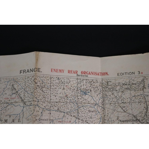 181 - Two WWI trench maps, France- Field Survey Co re 3731 28-5-1918 scale 1/20,000, also Trench map, Enem... 