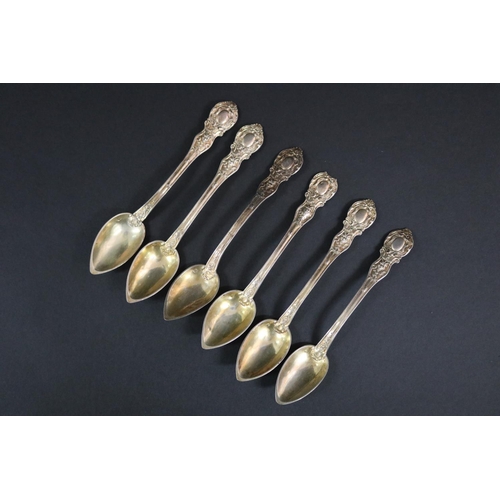 193 - Set of six French silver teaspoons with Minerva head, approx 95 grams (6)