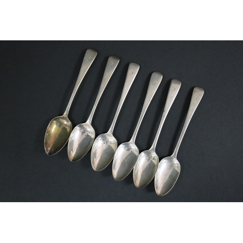 196 - Set of six antique Georgian hallmarked sterling silver teaspoons, London various dates and makers, a... 